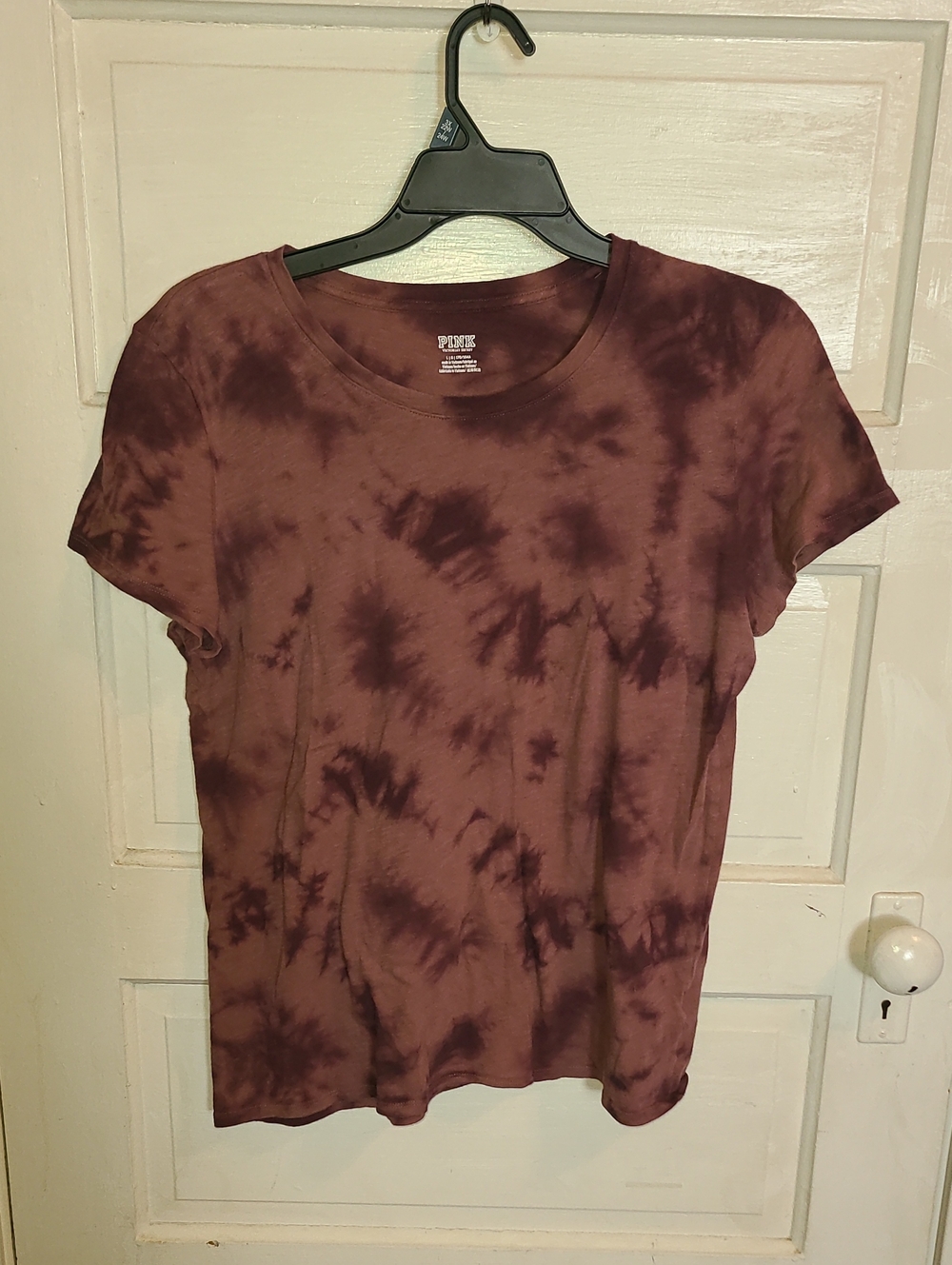 PINK Victoria's Secret Burgundy Tie-Dye Short Sleeve Tee